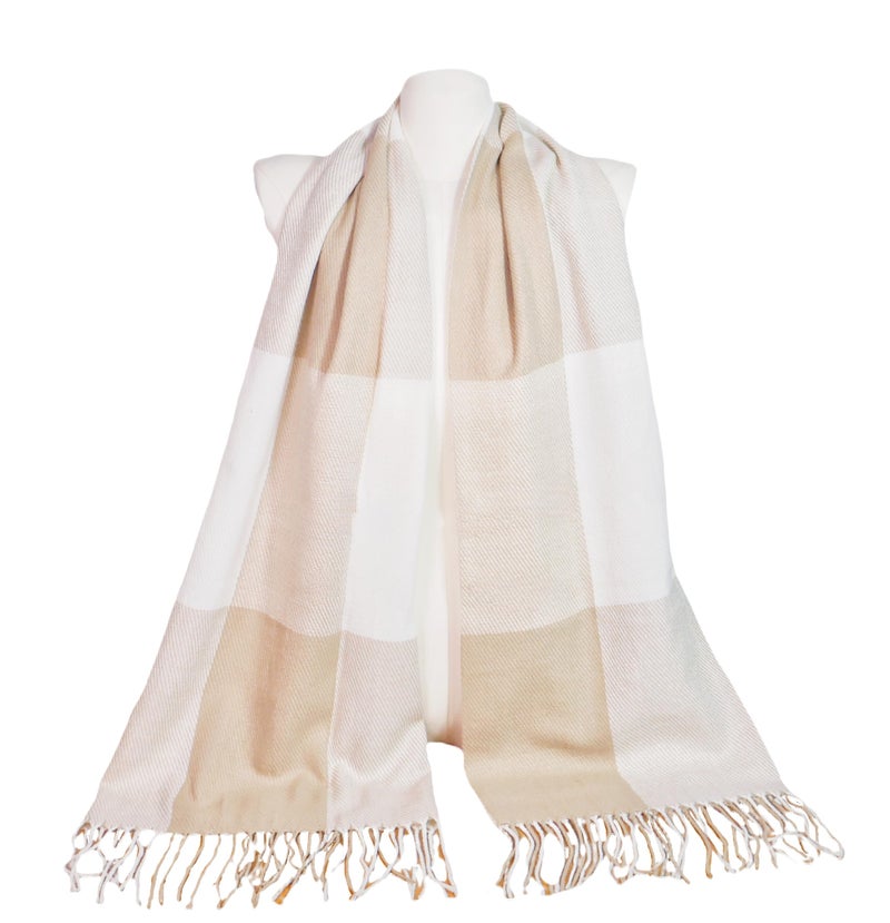 Wander Agio Women's Fashion Scarves Long Shawl Winter Thick Warm Knit Large Scarf Big Plaid Camel 11 - Image 3
